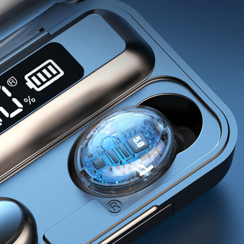 سماعة أذن لاسلكية ستيريو هاي فاي 9D بتقنية البلوتوث، مع شاشة LED ومقاومة للماء